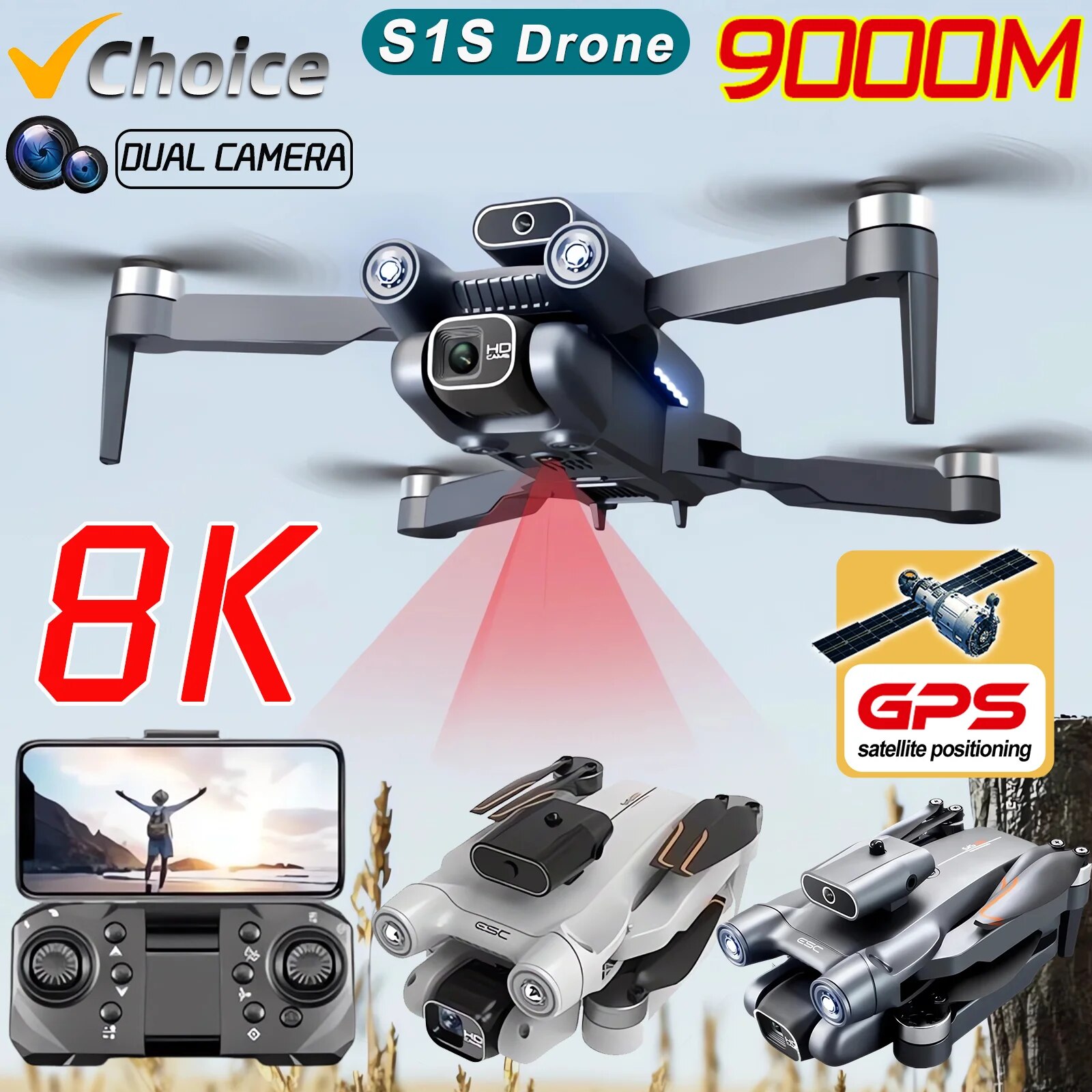 Drone S1S Rc Quadcopter - โดรน S1S 5G WiFi 4K กล้อง