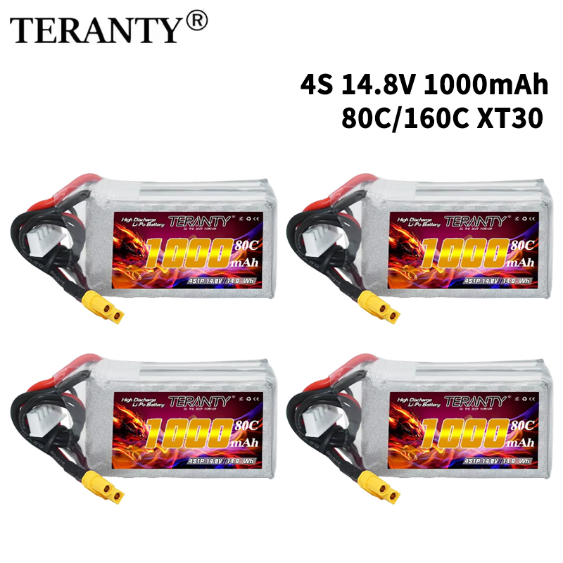 Drone Rc Board - TERANTY 4S 1000mAh 14.8V 80C/160C แบตเตอรี่ลิโพพร้อมปลั๊ก