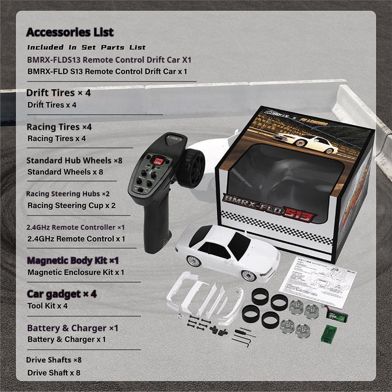 Rc Drift Car Kit - รถบังคับวิทยุขนาดเล็ก 1/28 BMHOBBY BMRX FLD S13