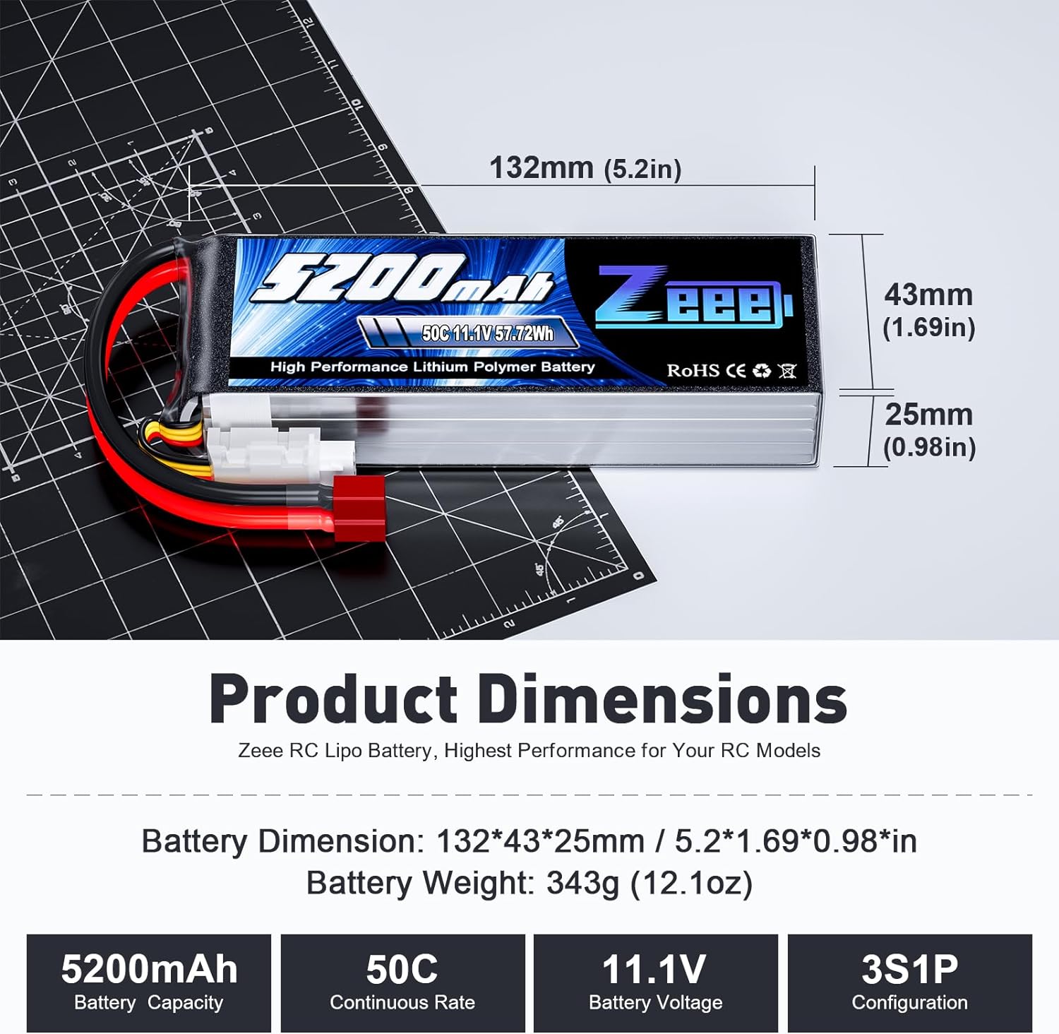 1/2 หน่วย Zeee 11.1V 50C 5200m - Drone Rc Land บทวิจารณ์และราคา